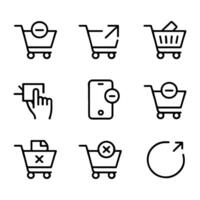 E-commerce Icons Set with Remove from Cart Symbols vector
