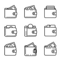 Line Icons of Wallets for Banking and E-commerce vector