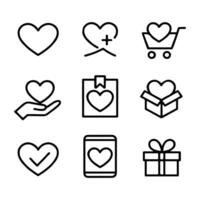 Wishlist and Heart Icon Set for E-commerce and Apps vector