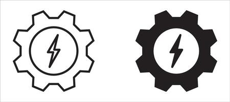 illustration of energy gear icon with lightning, ideal for power, mechanics and technology concepts. Stroke is editable. vector