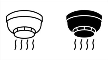 Sensor smoke icons set in black line and filled versions vector