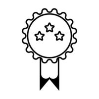 Rosette stamp icon. Simple outline style. Winner medal with star and ribbon, award, first place badge, best quality concept. Thin line symbol. isolated on white background. Editable stroke EPS. vector