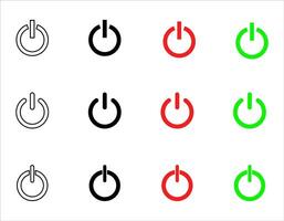 Power button icon set, isolated on white background, logo concept of power button sign on white background, black filled symbol icon. vector