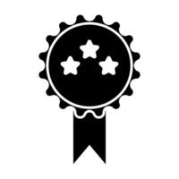 Rosette stamp icon. Simple outline style.Winner medal with star and ribbon, award, first place badge, best quality concept. Thin line symbol. isolated on white background. Editable stroke EPS. vector