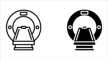 MRI machine linear desktop icon. Brain scanning. Medical equipment. Magnetic resonance imaging. Pixel perfect, outline 4px. GUI, UX design. Isolated user interface element for website. Editable stroke vector