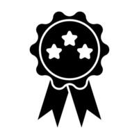 Rosette stamp icon. Simple outline style. Winner medal with star and ribbon, award, first place badge, best quality concept. Thin line symbol. isolated on white background. Editable stroke EPS.. vector