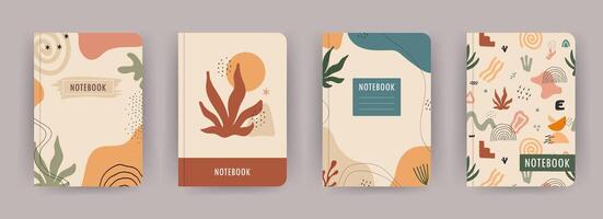 Cover page notebook collection. Templates with abstract shapes. Perfect for diary, books, magazines, journals, catalogs, planners and flyers. layouts vector