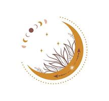 Abstract aesthetic boho moon. Scandinavian design for wallpaper and home. Contemporary geometric element. Modern illustration in flat style vector