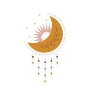 Abstract aesthetic boho moon. Scandinavian design for wallpaper and home decor. Contemporary geometric element. Modern illustration in flat style vector