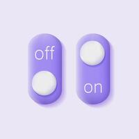 3d on and off toggle button. Purple slide bar icon. Unlock and lock. Software user interface. Modern illustration vector