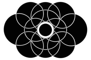 Abstract overlapping black circles isolated on white background vector