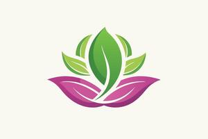 Stylized leaves in green and purple isolated on white background vector