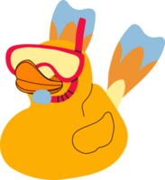 Rubber Duck Equipped with Snorkel and Goggles, Ready for a Swim png