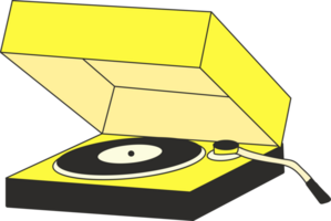 Yellow Retro Record Player with a Vintage Design, Bringing Nostalgic Music Feelings png
