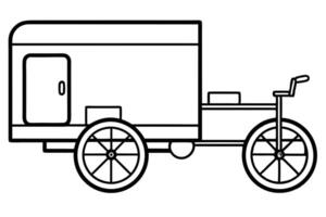 Simple Line Drawing of a Bicycle Food Cart vector