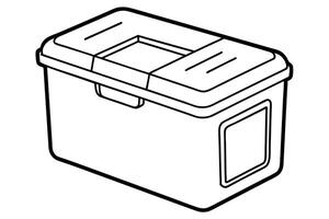 A Plastic toolbox isolated on white background, simple line art style vector