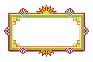 Decorative rectangular frame with floral elements isolated on white background vector