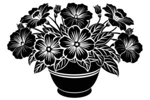 Elegant black and white floral arrangement in a pot. vector