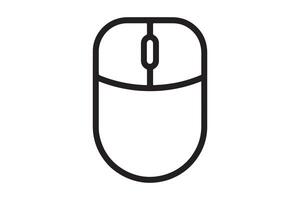Simple black line art graphic of a computer mouse. vector