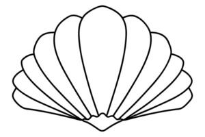 Simple Black and White Outline of a Clam Shell vector