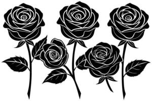 Elegant Black and White Rose Silhouette Design vector