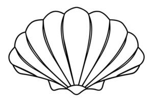 A Simple Black and White Outline of a Clam Shell vector