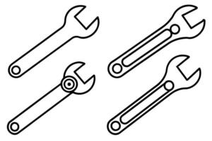 A Simple, black and white wrench illustrations for design vector