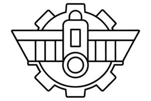 Detailed Line Art of a Futuristic Gear-Based Emblem vector