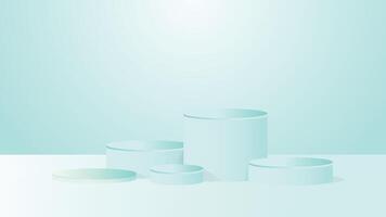 Soft mint green abstract background with round pastel podiums and subtle shadows perfect for showcasing products presentations and modern design compositions vector