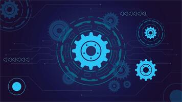 High tech blue gear and circuit background with futuristic digital design suitable for technology presentations websites and innovation themed visuals vector