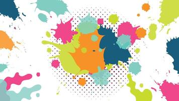 Bright abstract paint splash background with scattered ink blots and halftone dots on a clean white base ideal for posters prints banners and digital projects vector