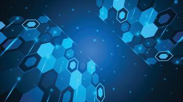 Modern abstract background featuring glowing hexagon patterns and blue digital tech inspired design vector