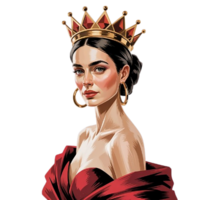 A stunning digital illustration of a regal woman with fair skin and striking features png