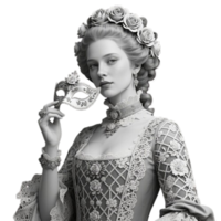 A stunning black and white illustration of a captivating woman png