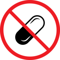 Forbidden medicine no pill icon. Prohibited capsule sign. Warning, restriction, caution, attention, For your web site design, logo, app, UI. illustration png