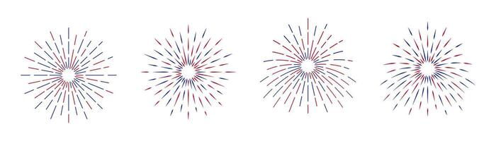 4th of July fireworks set isolated background. vector