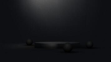 3D podium in dark background studio scene with platform for product presentation. Grainy textured. vector