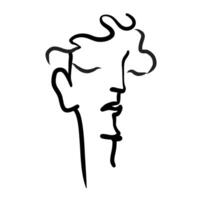 single line character face black and color vector