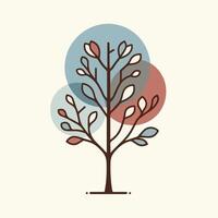 A tree with leaves and circles on it vector