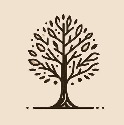 A tree with leaves on it in a simple style