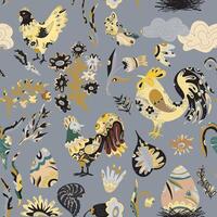 rooster and hen fabric custom fabric vector