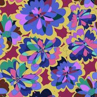 a colorful pattern, with flowers on a purple background vector