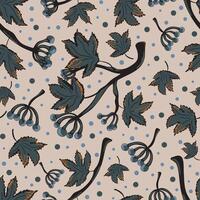 a pattern. with leaves and berries on a beige background vector