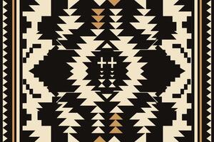 Tribal rug pattern with geometric black and beige design featuring traditional Native American style symmetry and bold abstract elements, ideal for textile, wall art, and fabric decoration. vector
