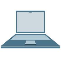 Open laptop with a blank screen, viewed from the front. Simple, modern design vector