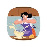 Mixing Dough with Mixer illustration. EPS 10 File vector