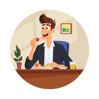 Man Eating Lunch In Lunch Break illustration. EPS 10 file vector