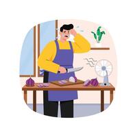 Cutting onion illustration. EPS 10 File vector