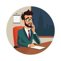 Man Attending a Call illustration. EPS 10 file vector