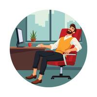 Exhausted person sleeping while working illustration. EPS 10 file vector